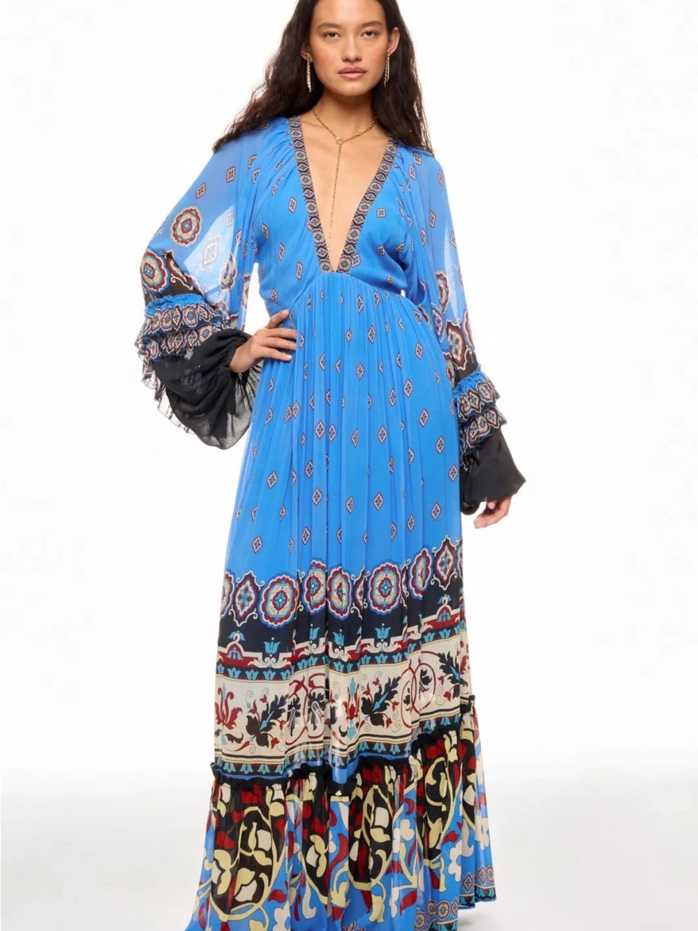 Farm Rio boho ruffle sleeve size medium